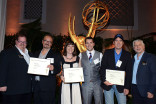 Television Academy governor Scott Boyd, A.C.E., nominees Jim Bedford, Julie Cohen, Scott Eisenberg, Jensen Rufe, and Television Academy governor Stuart Bass, A.C.E. at the Picture Editors nominee reception September 2, 2015 in Los Angeles, California.