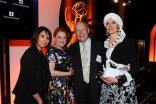 Shelby Stone, Lili Fini Zanuck, Julian Fellowes, and Emma Fellowes at the Producers nominee reception September 18, 2015 at the Montage in Beverly Hills, California.