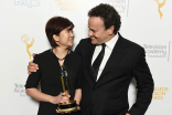Shin Yin Hiyu and Mitchell Hurwitz on the Winners Walk at the 36th College Television Awards at the Skirball Cultural Center in Los Angeles, April 23, 2015.