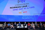 The cast and producers of One Day at a Time onstage at The Power of TV: A Conversation with Norman Lear and One Day at a Time, presented by the Television Academy Foundation and Netflix in celebration of the Foundation&#039;s 20th Anniversary of THE INTERVIEWS