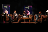 The panel onstage at An Evening with Norman Lear at the Montalban Theater in Hollywood.