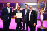 Tony Hale, D.V. DiVincentis, and Television Academy governors Chip Johannessen and Terence Winter at the writers nominee reception, September 14, 2016, at the Saban Media Center in North Hollywood, California.