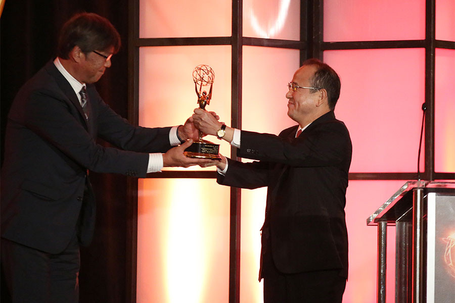 Toru Kuroda and Koki Morinaga at the 68th Engineering Emmy Awards, October 28, 2016 at Loews Hollywood Hotel in Los Angeles, California.