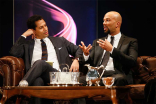 Toure and Common onstage at An Evening with Norman Lear at the Montalban Theater in Hollywood.