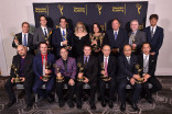 Host Kirsten Vangsness poses with the winners at the 68th Engineering Emmy Awards, October 28, 2016 at Loews Hollywood Hotel in Los Angeles, California.